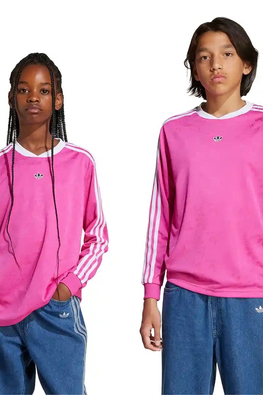 Dětské tričko s dlouhým rukávem adidas Originals kulatý růžová JW2845
