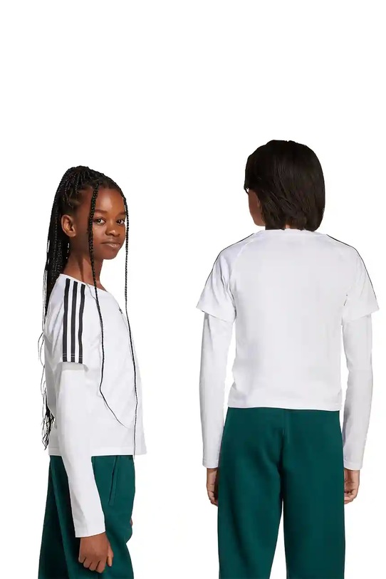 Dětské bavlněné tričko s dlouhým rukávem adidas Originals JV7799 bílá AW25