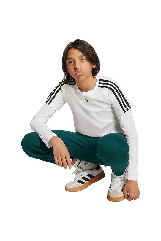 Dětské bavlněné tričko s dlouhým rukávem adidas Originals JV7799 bílá