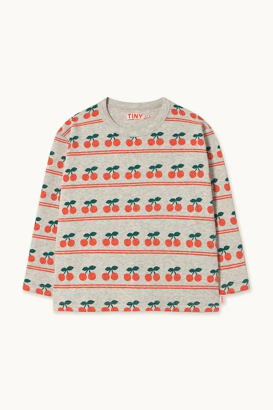 Παιδικό βαμβακερό μακρυμάνικο Tinycottons CHERRY PATTERN RIB TEE AW25.219 λευκό AW25
