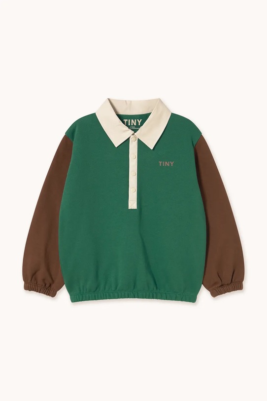 Tinycottons bluza bawełniana dziecięca COLOR BLOCK POLO SLEEVE TEE AW25.270 turkusowy AW25