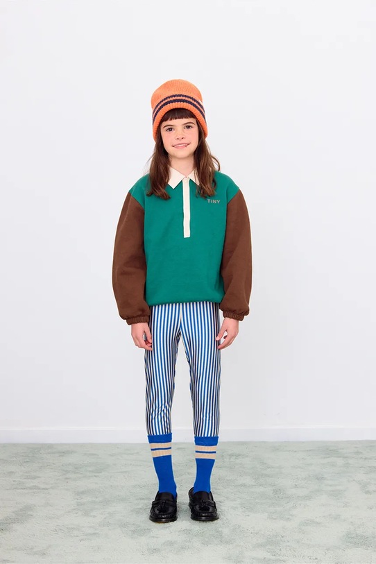 Tinycottons bluza bawełniana dziecięca COLOR BLOCK POLO SLEEVE TEE turkusowy AW25.270