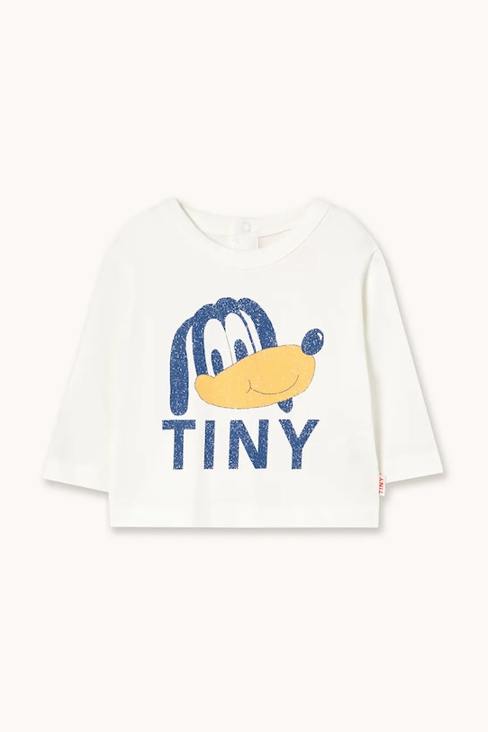Бебешка памучна блуза с дълъг ръкав Tinycottons TINY DOG GRAPHIC BABY TEE памук бял AW25.322