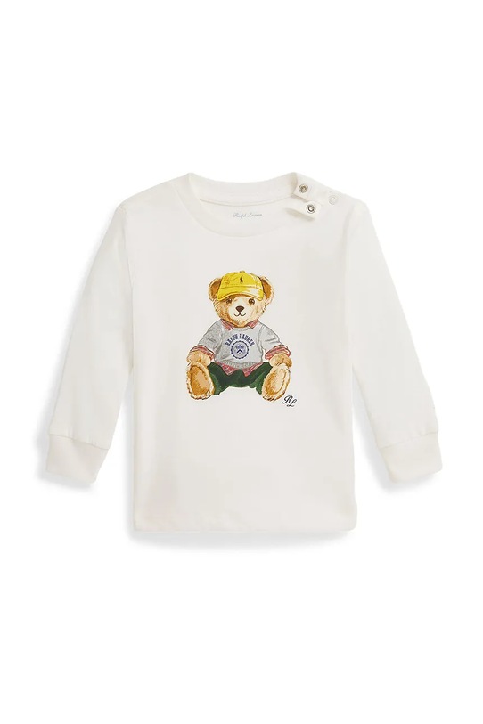 Βρεφικό βαμβακερό μακρυμάνικο Polo Ralph Lauren στάμπα λευκό 320P00513001