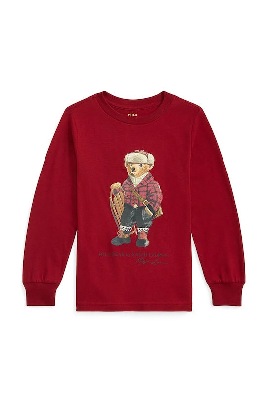 Polo Ralph Lauren longsleeve bawełniany dziecięcy nadruk czerwony 322981265001