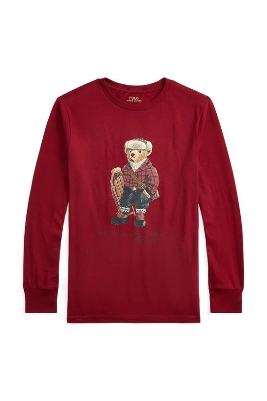 Otroška bombažna majica z dolgimi rokavi Polo Ralph Lauren Okrogel rdeča 323981265001
