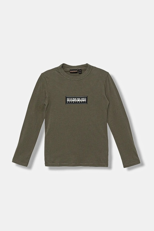 Napapijri longsleeve bawełniany dziecięcy S-CHAMOIS nadruk zielony NP0A4HYKG0A1.98.128