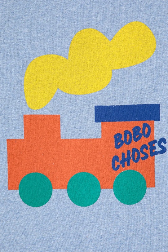 Бавовняний лонгслів для немовлят Bobo Choses Choo Choo 225AB034 блакитний AW25