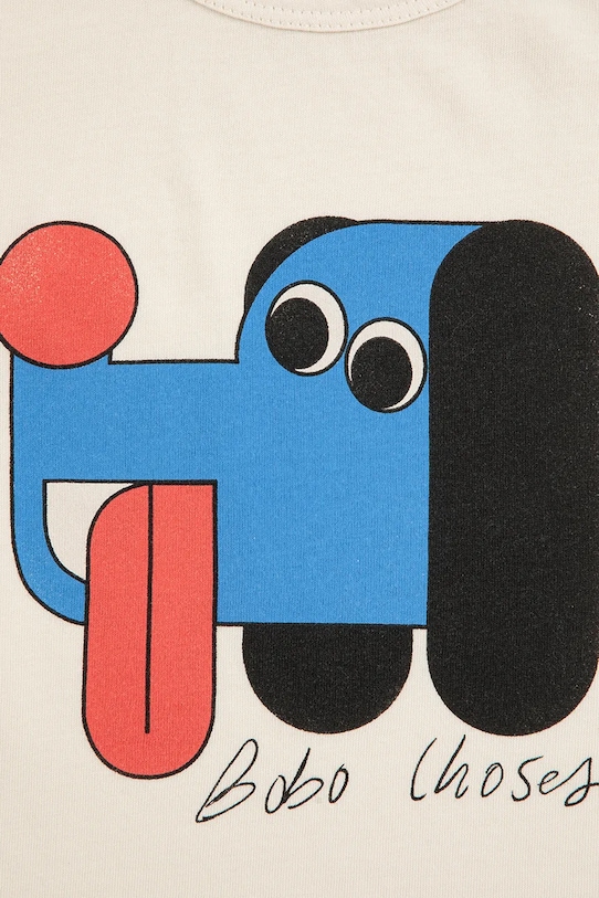 Chłopiec Bobo Choses longsleeve bawełniany niemowlęcy Doggy Mate 225AB035 biały