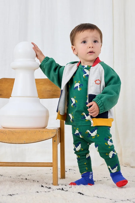 Detské bavlnené tričko s dlhým rukávom Bobo Choses La Oca 225AB037 zelená