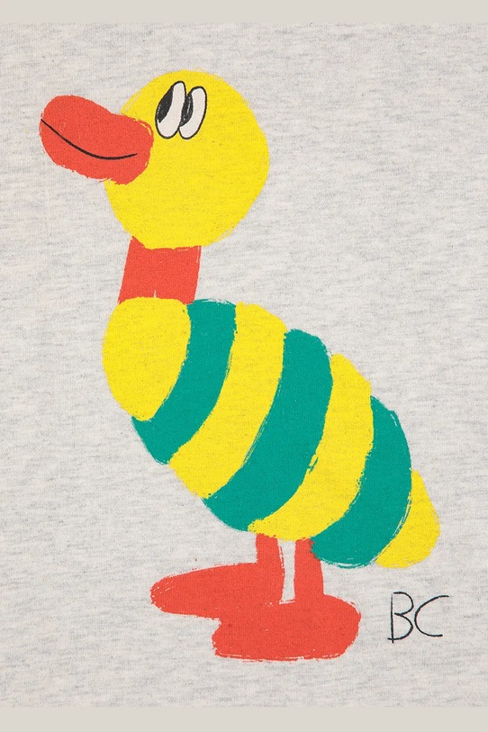Bobo Choses longsleeve bawełniany niemowlęcy Striped Duck szary 225AB038