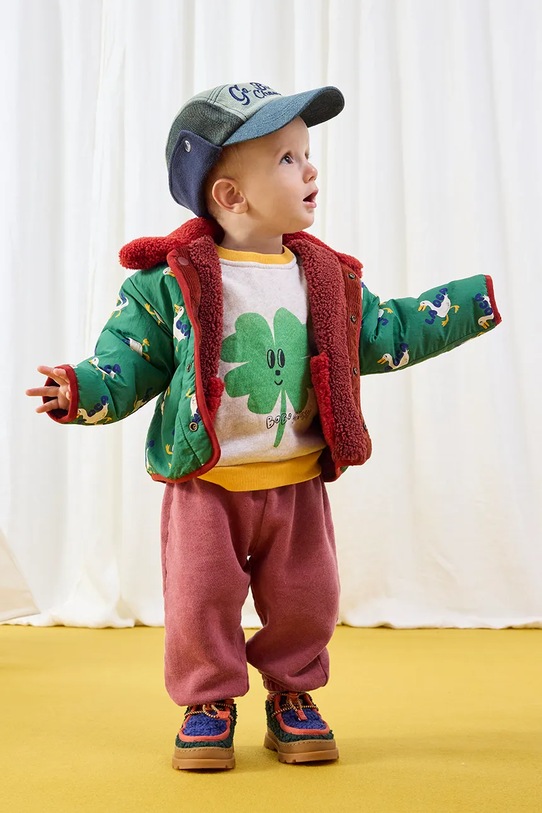 Bobo Choses longsleeve bawełniany niemowlęcy Lucky Clover 225AB041 biały