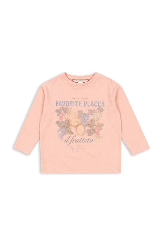 Konges Sløjd longsleeve dziecięcy z bawełną ERA LS TEE OCS okrągły pomarańczowy KS103805.9BYA