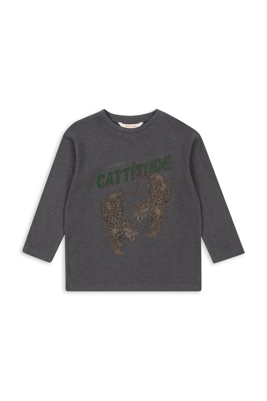 Konges Sløjd longsleeve dziecięcy z bawełną ERA LS TEE OCS okrągły szary KS103805.9BYA