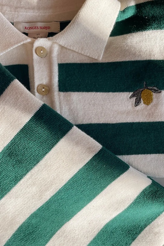 Konges Sløjd longsleeve bawełniany dziecięcy MANIS KNIT POLO KS103898.9BYA zielony