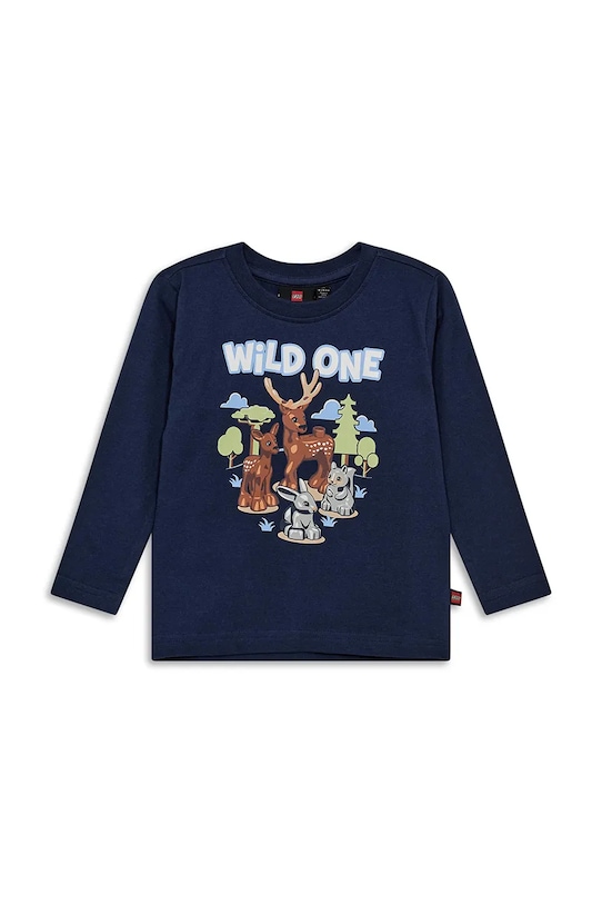 Lego longsleeve bawełniany niemowlęcy LWTASI 700 nadruk granatowy 11011007
