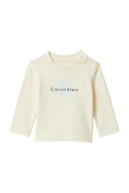 Лонгслив для младенцев Calvin Klein Jeans с эластаном бежевый IN0IN00335.9BYA