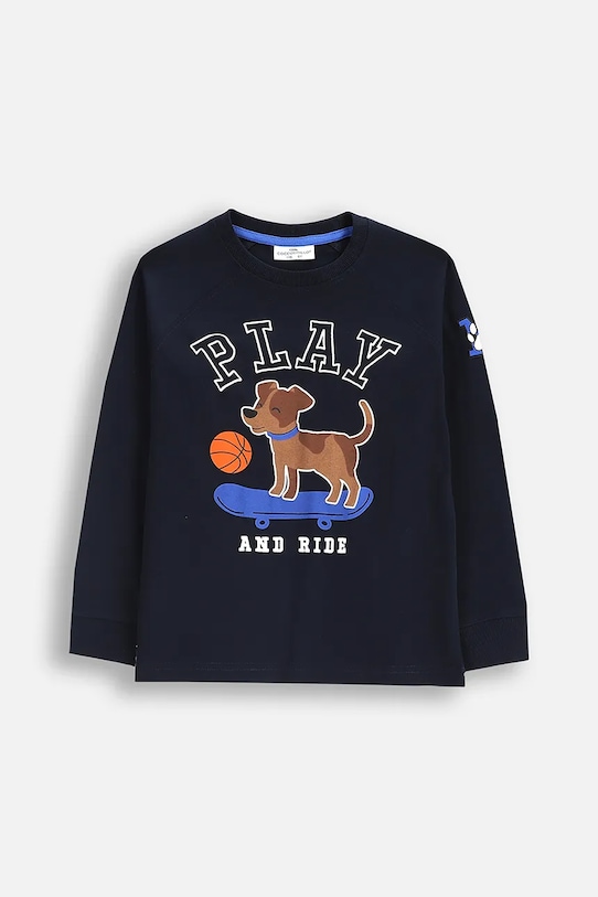 Хлопковый детский лонгслив Coccodrillo хлопок тёмно-синий ZC5143102ABK
