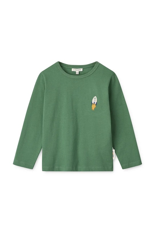 Liewood longsleeve bawełniany dziecięcy Apia Placement Longsleeve T-shirt LW20213.9BYA zielony AW25