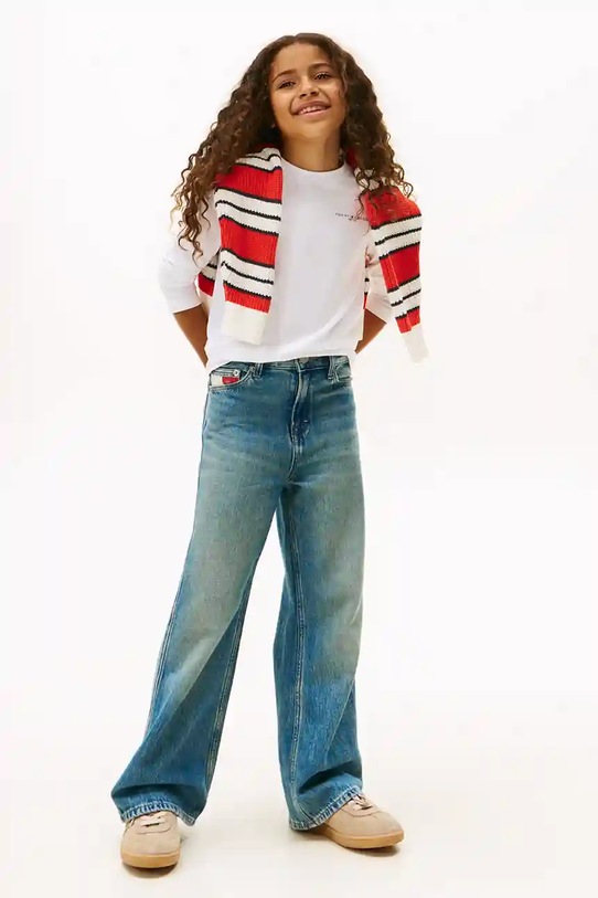 Дитячий бавовняний лонгслів Tommy Hilfiger білий KS0KS00655.128.176.9BYA