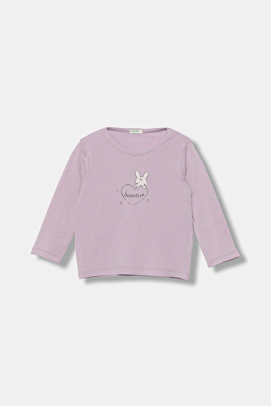United Colors of Benetton longsleeve din bumbac pentru bebeluși print violet 3I9WA106M.W.seasonal