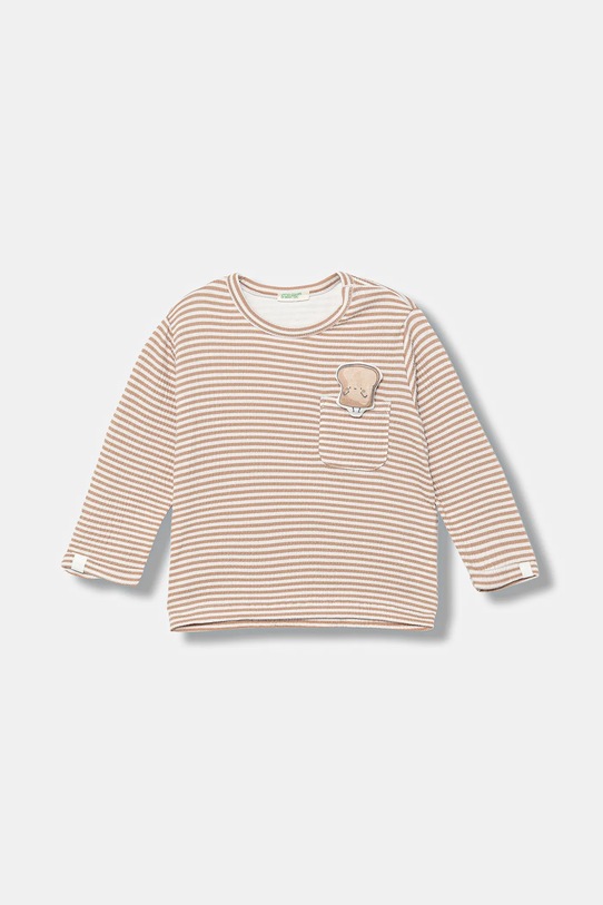 United Colors of Benetton longsleeve niemowlęcy wzorzyste brązowy 35CUA106N.W.seasonal