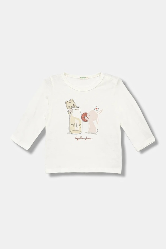 United Colors of Benetton longsleeve bawełniany niemowlęcy nadruk biały 3ATNA106L.W.seasonal