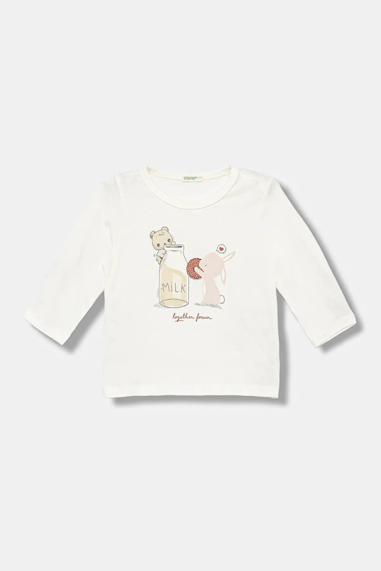 Βρεφικό βαμβακερό μακρυμάνικο United Colors of Benetton στάμπα λευκό 3ATNA106L.W.seasonal