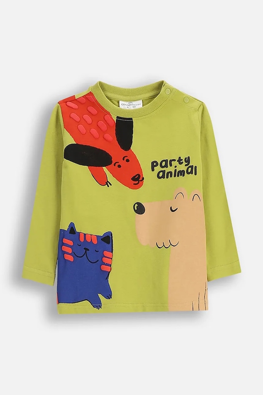 Coccodrillo t-shirt bawełniany niemowlęcy nadruk zielony ZC5143101BBN