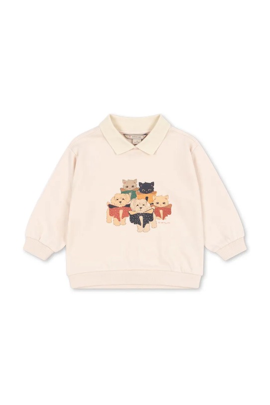 Konges Sløjd longsleeve bawełniany dziecięcy SPOTTY LS POLO GOTS KS105184.9BYA beżowy AW25