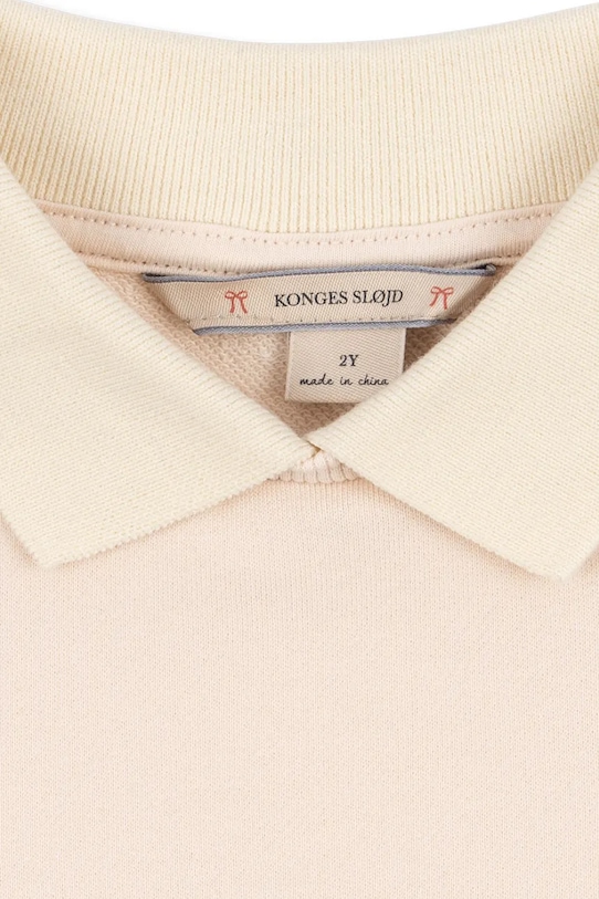 Konges Sløjd longsleeve bawełniany dziecięcy SPOTTY LS POLO GOTS beżowy KS105184.9BYA