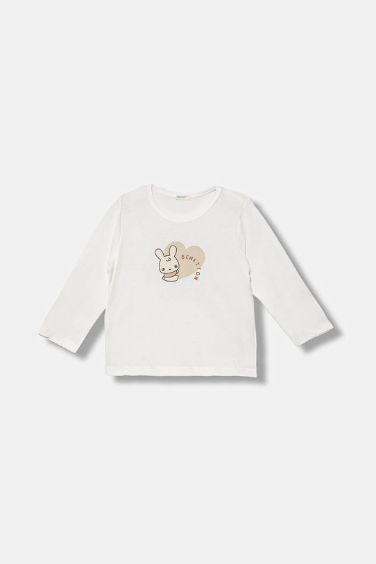 United Colors of Benetton longsleeve bawełniany niemowlęcy nadruk biały 3ATNA105L.W.reproposed