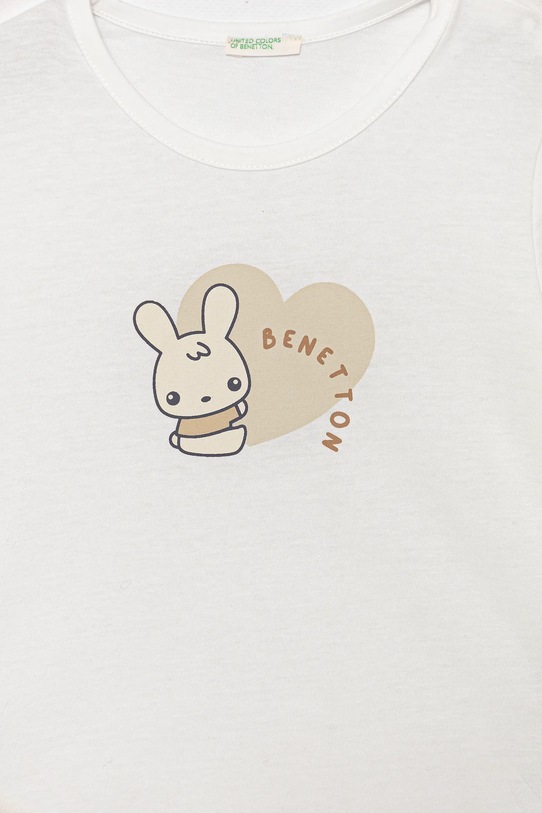 Chłopiec United Colors of Benetton longsleeve bawełniany niemowlęcy 3ATNA105L.W.reproposed biały