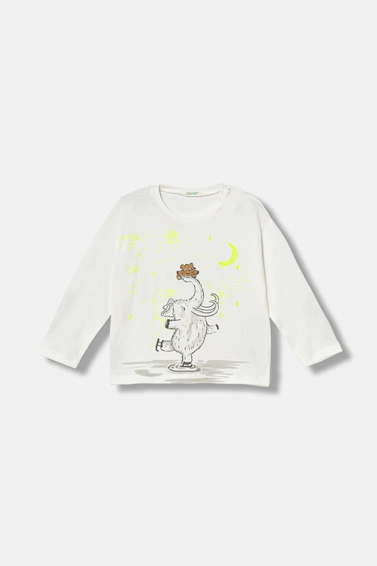 United Colors of Benetton longsleeve bawełniany niemowlęcy nadruk biały 3ATNA106R.W.Seasonal