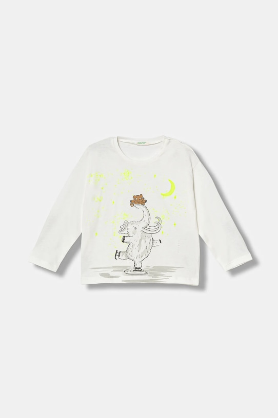 United Colors of Benetton longsleeve bawełniany niemowlęcy nadruk biały 3ATNA106R.W.Seasonal