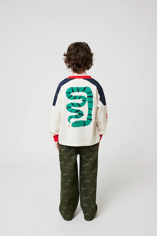 Bobo Choses longsleeve bawełniany dziecięcy Snake wzorzyste biały 225BC002