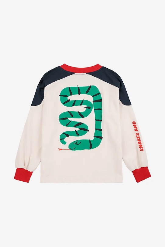 Chłopiec Bobo Choses longsleeve bawełniany dziecięcy Snake 225BC002 biały