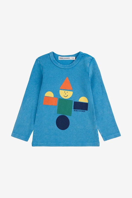 Bobo Choses longsleeve niemowlęcy Wooden Toy 225FB002 niebieski AW25