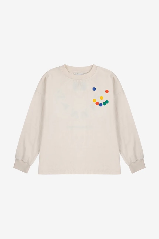 Bobo Choses longsleeve bawełniany dziecięcy Thanks 225FC001 beżowy AW25