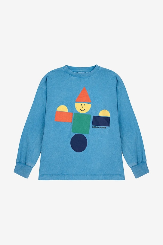 Bobo Choses longsleeve dziecięcy Wooden Toy 225FC002 niebieski AW25