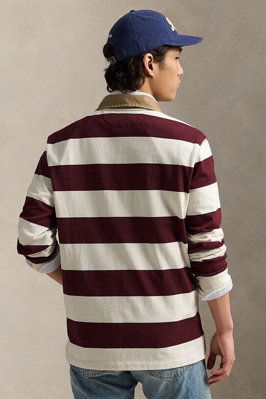 Bavlněné tričko s dlouhým rukávem Polo Ralph Lauren 710971772 burgundské AW25