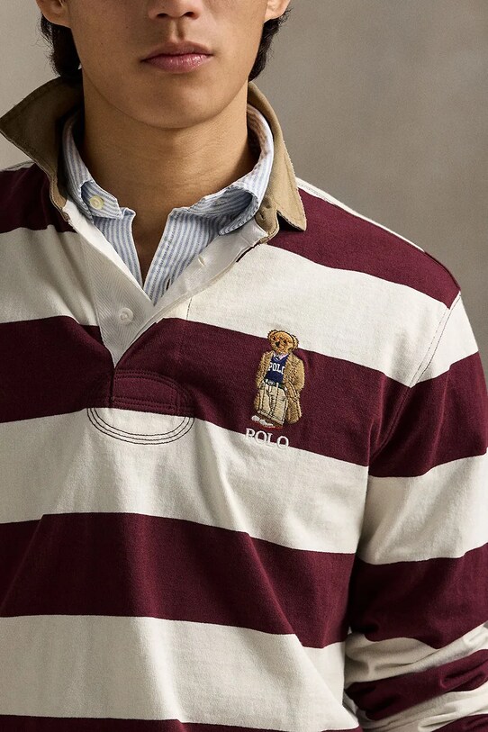 Bavlněné tričko s dlouhým rukávem Polo Ralph Lauren burgundské 710971772