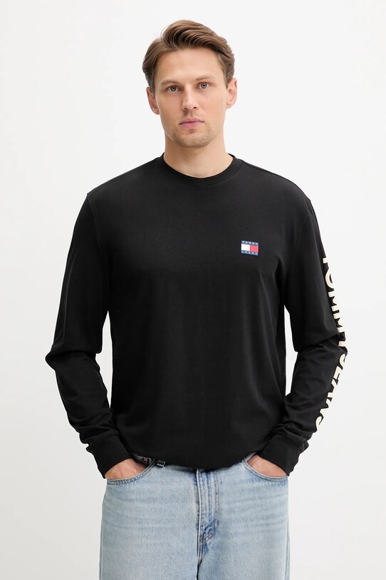Tommy Jeans longsleeve bawełniany bawełna czarny DM0DM21591