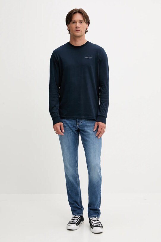 Tommy Jeans longsleeve din bumbac DM0DM21594 bleumarin AW25