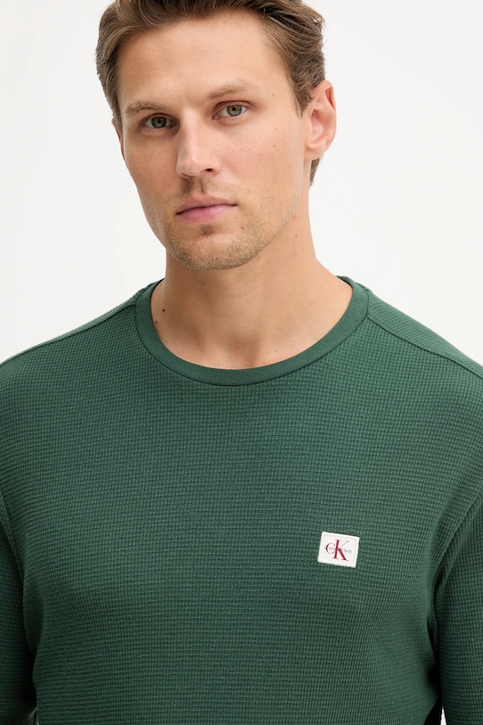 Tričko s dlhým rukávom Calvin Klein Jeans zelená LV040EM217