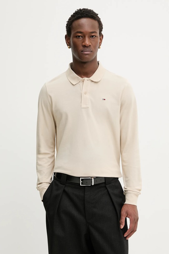 Pamučna majica dugih rukava Tommy Jeans Planet friendly bež DM0DM20232