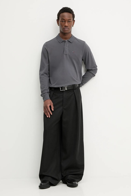 Pamučna majica dugih rukava Tommy Jeans DM0DM20232 siva AW25