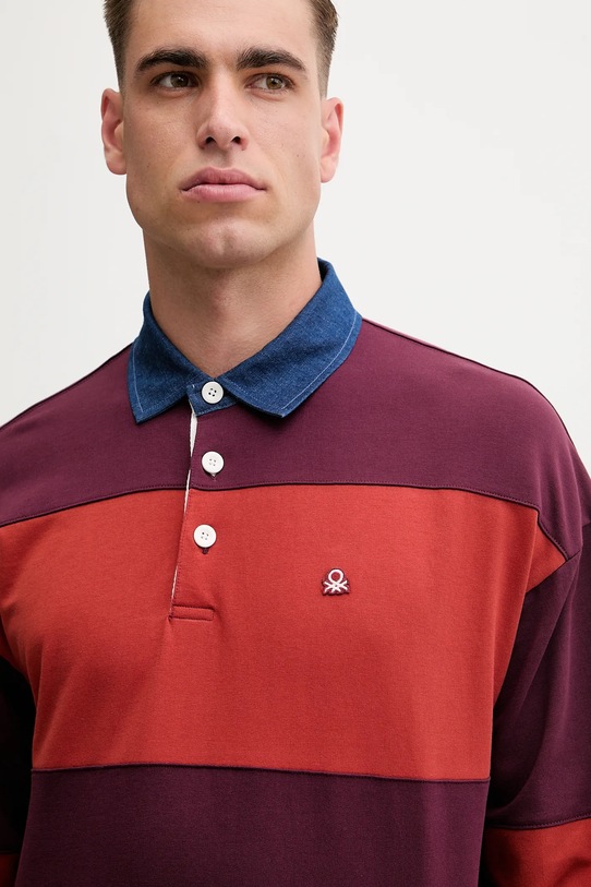 United Colors of Benetton longsleeve bawełniany czerwony 3BC1U302L