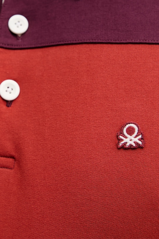 Βαμβακερή μπλούζα με μακριά μανίκια United Colors of Benetton 3BC1U302L κόκκινο
