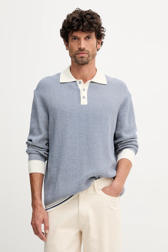 Бавовняний светр United Colors of Benetton дрібний узор блакитний 10C1K301N